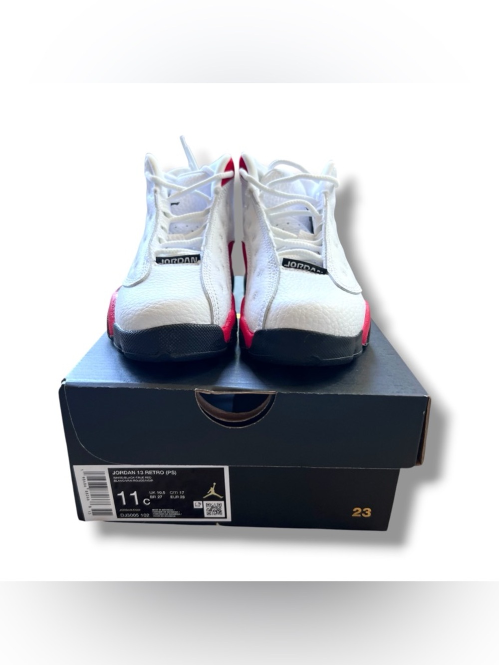 Air Jordan 13 Retro Preschool (PS) sneakers Size 11c White Black True Red - Picture 4 of 7